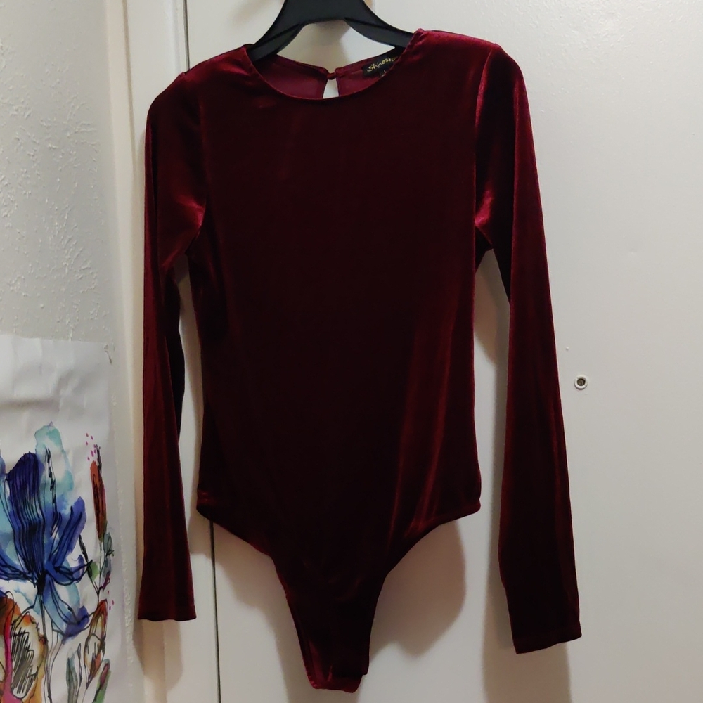 Shinestar Deep Red Velvet Top